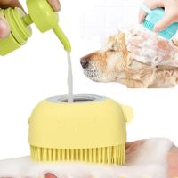 Escova de banheiro para cachorro, luvas de massagem, pente macio de segurança, silicone, com caixa de xampu, escova para animais de estimação