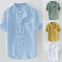 Herren -T -Shirts Herren Sommer -Baumwollknopf Kurz￤rmel Fashion Large Bluse Top