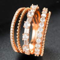 Anéis de casamento LArrauri Spring Luxo empilhável chique para mulheres noivado de zircão cúbico Dubai Declaração de dedo Ring Ding