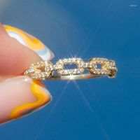 Cluster Rings Korean Link Ring For Women Fashion Iced Out Zi...