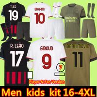 AC 22 23 أبطال AC Milans Soccer Jerseys 2022 2023 Tomori Giroud Ibrahimovic Home 2022 Tonali Player Person