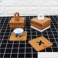 Matten Pads Noordse stijl Home Kitchen Accessoires Creative Bamboo Square Cup Coffee Coasters Insation Pad Anti-Scalding Storage Rack D DHM6I