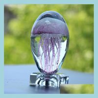 العناصر الجدة عناصر الجدة الملونة يدويًا زجاجي زجاجي قناديل البحر الأسماك الأسماك التماثيل الكريستالية التماثيل المنزل لافاكسكوب DHSJ0