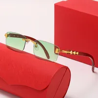 Designer M￤nner Sonnenbrillen Herren Randless modische rot rechteckbeschichtung buffalo horn carti gl￤ser Uv400 Gafas de Sol Sonnenbrille f￼r Frau