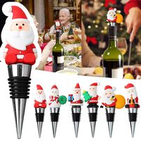 Cartoon Santa Wine Stoppers Bar Tools Christmas Party Decora...