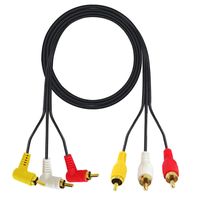 Audio Cables THREE 90 Degree Angled RCA- Male to 3 RCA Male P...