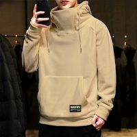 Erkek Hoodies Sweatshirtler Kalın Polar Sonbahar Kış Yüksek Boyun High Boyun Rüzgar Geçirmez Hip Hop Moda Giyim Üstleri Sıradan 220923