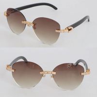 Gro￟handel gro￟e runde Luxus -Diamant -Set Randless Sonnenbrille Womans Designer schwarzer B￼ffelhorn M￤nner ber￼hmt 3524012 Sonnenbrille M￤nnlich und weiblich Gr￶￟e 60