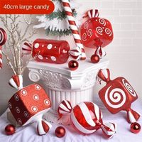 Décorations de Noël 40 cm Large Candy décoratif Pendant Pendant Ornement de Noël Ornement de bonbons de bricolage rouge et blanc poudre de paillettes transparentes 220923