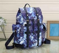 Дизайнер Кристофер рюкзаки рюкзак Мужчина Звездный небо голубой кошелек большой мощность Тренда портфель ПУ -сумочки