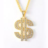 남성 Aolly Dollar Sign Inlaid Diamond Pendant Gold Necklace 2022 인기있는 유럽계 미국인 과장 힙합 성격 여성 트렌디 한 의류 액세서리