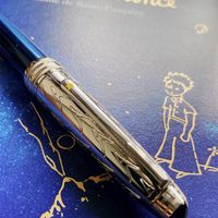 Promotion 163 stylos à bille bleu et argenté stylos / rouleaux à billes à rouleaux Exquis papinerie de bureau 0,7 mm stylos à encre pour cadeau d'anniversaire pas de boîte