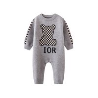 Plaid Baby Baby Toddler Sweater Rompers New-Born Infant Letter Assuffis pour l'hiver d'automne
