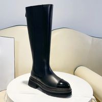 Bottes ￠ hauteur de genou Chaussures en cuir Tall Boot noir V￩ritage en cuir authentique Chunky Platform Bottise arri￨re CHELSEA MARTIN LURNE LURXE D￉RESSION FEMMES FEME