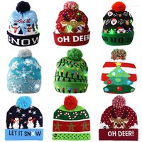 قبعات الكرة عيد الميلاد قبعات سترة سانتا إلك قبعة قبعة متشابكة مع LED LID UP CARONATIN
