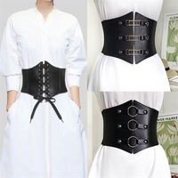 Belts Sexy Corset Wide Pu Leather Cummerbunds for Women Elas...