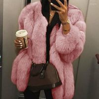 Kadın Ceketleri Kadın Kış Sonbahar Fux Fur Mat Katı Kısa Sıcaklık Maddesi Bayanlar Uzun Puflu Kollu Dış Giyim Zarif Sokak Giyim