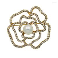 Brooches Camellia Jewlery Style Flowers Lapel Pins 5 Pearls ...