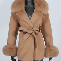Mezclas de lana de mujer CXFS Real Fur Chaqueta de invierno Mujeres Collar Natural Collar Cachemira EN Ladies Outerwear Streetwear 220926