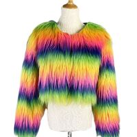 FURA FURA FURA FURA DE MOBEN ZADORIN Colorido Rainbow Rainbow Pirly Fur Fur Coat Women Top Outumn Winter Fluffy Cropped Jacket Festival Festival 220926