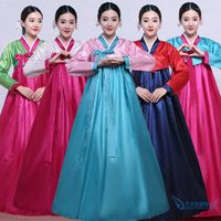 ملابس عرقية عالية الجودة متعددة الألوان التقليدية هربوك اللباس الإناث الرقص الرقص الرقص حفلة كوريا