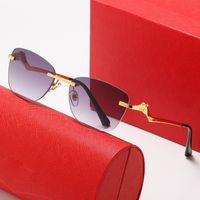 Kadın Lüks Güneş Gözlüğü Tasarımcı Gözlükleri Lunette Carti Güneş Gölgeli Metal Leopar Kafa Bacaklar Şeffaf Lens Altın Gümüş Gözlükler Gafas de Sol Güneş Gözlükleri