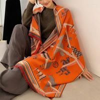 Sciarpe Scarf Scarf Women's Cashmere Shawl Mid Long Fashion Lady Carriage Chain Decorative Foulard Pashmina Boppete 2022