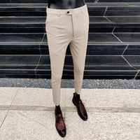 Erkekler 2022 Bahar Sonbahar Erkekler Düz Renk Takım Pantolon Moda Koreli İş Adamı İnce Konforlu Erkek Çok Renkli Pantolon K194