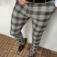 Мужские брюки дополнительный размер негабаритных толчков мужской случайный клетчатый печатный костюм для печати.