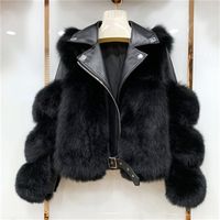 Faute de la fourrure pour femmes manteaux réels avec un véritable veste naturelle en cuir en cuir en peau