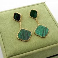 Kadınlar için En İyi Tasarımcı Küpe Lüks Küpe Darkları Dört Yaprak Yonca Mücevher Tasarım Saplama Küpe Paslanmaz Çelik Takı Cjewelry Kulak Orecchini