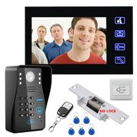 Telefones de porta de vídeo Touch Key 7 "LCD RFID Senha Phone Intercom System com Linha de TV IR de bloqueio de greve não elétrica 1000