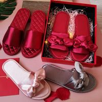 슬리퍼 중국 스타일 신부 신랑 파티 35-46 큰 크기 2022 스프링 홈 커플 웨딩 플랫 신발 여성 선물