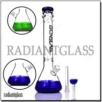 Кальяны 16-дюймовый стеклянный стакан бонг с логотипом зеленый или синий цвет базовая труба водопровода бонги на 14-18 мм вниз высотой для дыма