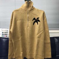 PA Дизайнерский свитер -свитер пальмовой вышивка на молнии на молнии