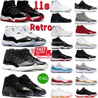 Chaussures de basket-ball Jumpman 11s r￩tro 11 Cherry Cool Grey Mens Bred 25th Jubilee Midnight Navy 72-10 Legend Blue Concord Pure Violet Sports Women Trainers Sneakers 36-47