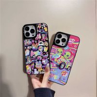 Casos de telefone celular Ins fofos Saucerman Lisa Frank adesivos Rainbow Rainbow Mirror Phone Case para iPhone 14 11 12 13 Pro Max 7 8 Plus x xs max xr tampa T220929
