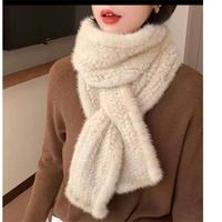 Scarves Winter Warm Double Sided Woven Foreign Style Mink Sc...