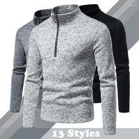 남성용 후드 2022 봄과 가을 남성의 높은 목 지퍼 풀 오버 스웨터 패션 캐주얼 단색