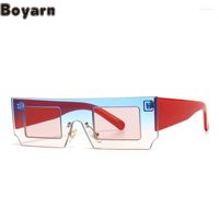 Солнцезащитные очки Boyarn Eyewear Дизайн ретро -рок стиль один кусок узкие современные солнцезащитные очки