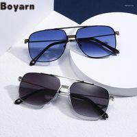 Солнцезащитные очки Boyarn Design Fashion Metal Double Beam квадрат мужские оттенки Gafas de Sol солнцезащитные кремы мужчины