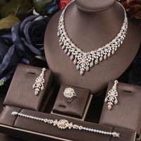 Свадебные ювелирные украшения наборы Janekelly 4pcs Bridal Zirconia Full For Women Party Luxury Dubai Nigeria CZ Crystal Collecle L220929