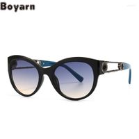 Солнцезащитные очки Boyarn Eyewear Oculos Современный ретро -круглый рамка узкие инспирты Wind Street Big Brand Sun Glasses