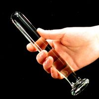 Masseur vibratrice bite cylindrique en verre transparent gode pénis bouchon adulte stimulatrice de 200 mm de long gode anal fiches pour les jouets sexuels pour la femme