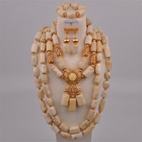 Свадебные ювелирные украшения наборы роскошных африканских аксессуаров белое натуральное ожерелье из коралловых бусинок нигерийская невеста набор AU 249 220929
