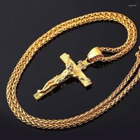Collane a sospensione religiosa Ges￹ croce Collana per uomini Fashion Hip Hop Pendente con regali di gioielli a catena