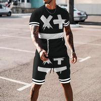 Herren Tracksuits 3D XXOO DRUCKEN T-SHIRT SHIRTS SET SETE SETE Casual Sportswear Man Sports Outfit Mode o Hals männlicher Anzug Wäsche
