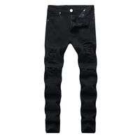 Hombres deshilachados jeans modernos microelásticos pequeños pantalones de moda jóvenes rectas cuatro temporada para masculino gran tamaño 220811