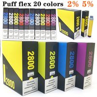 Puff Flex 2800Puffs Dispositivo de vape de cigarro descartável e com bateria de 850mAh 8 ml de cartuchos de podgueiro 2800 hits 23 cores sem tarifa 2% 5%