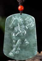 Anhänger Halsketten exquisite Jasper Carving Zodiac Horse Emerald Tierhand -Jade -Seillieferant